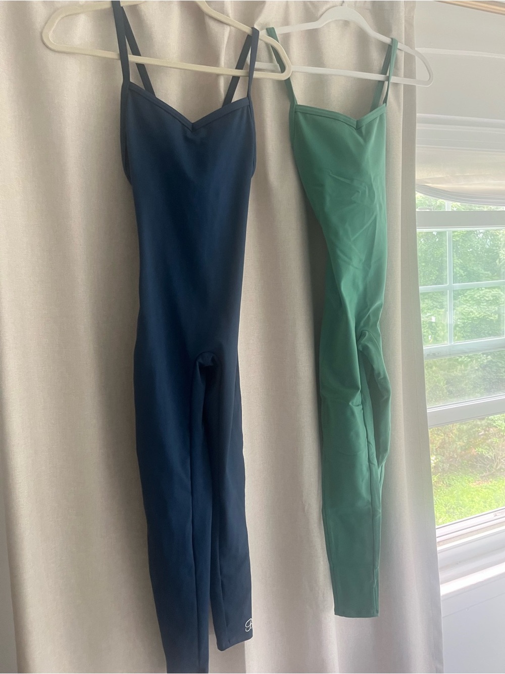 Navy and Green Slim-Fit Unitard Leotards